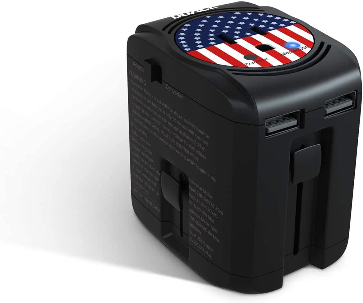 2020 Upgrade 2000W Travel Voltage Converter Adapter Combo Step Down 220V to 110V for Hair Dryer Straightener Curling Iron Laptop Cell Phone 8A Dual USB Power Converters Wall Charge for 200 Countries