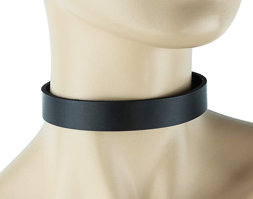 Plain 3/4" Genuine Leather Choker with Buckle