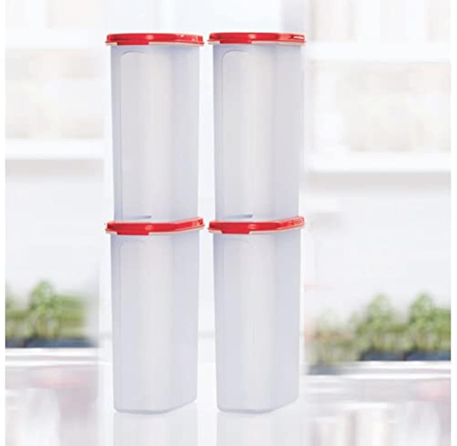 Plastic Grocery Container 2.3 L Pack of 4 (Red)