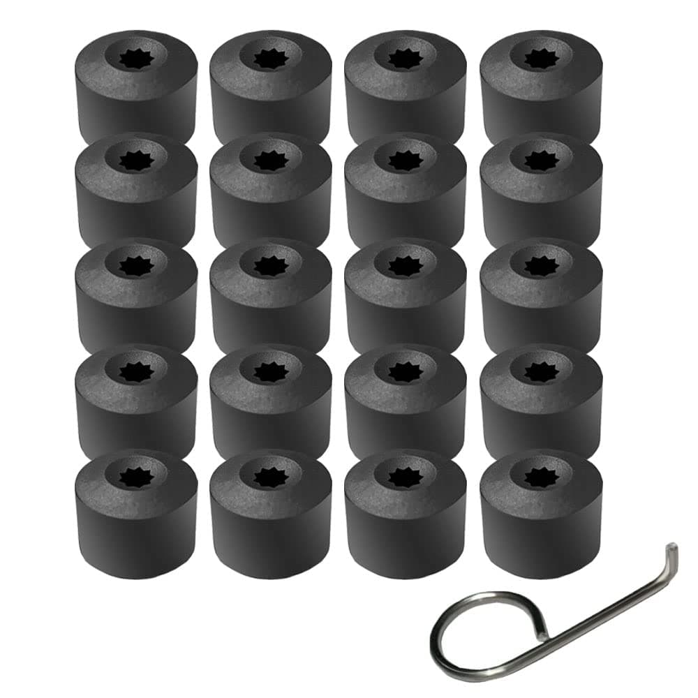 20pcs 17mm Wheel Lug Nut Covers Caps + Removal Tool Replacement for VW Lug Nut Cover Jetta Beetle Passat GTI CC Wheel Bolt 1K0 601 173 (Black)