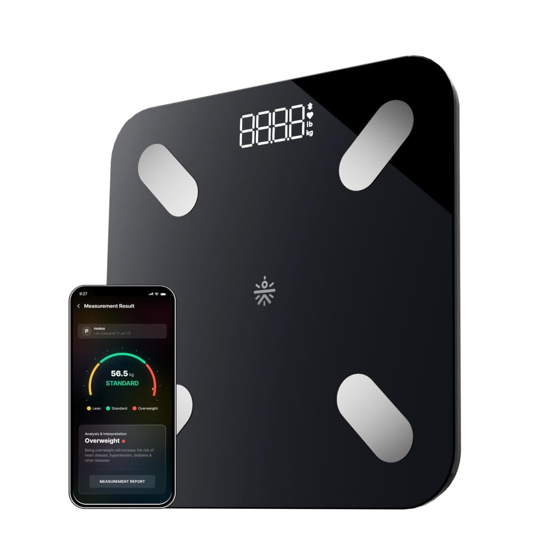 Smart Body Fat Scale, US FDA Approved, 20+ Parameters, BMI, 10 members, Bluetooth Weight Machine, Body Fat Analyzer, LED Display.