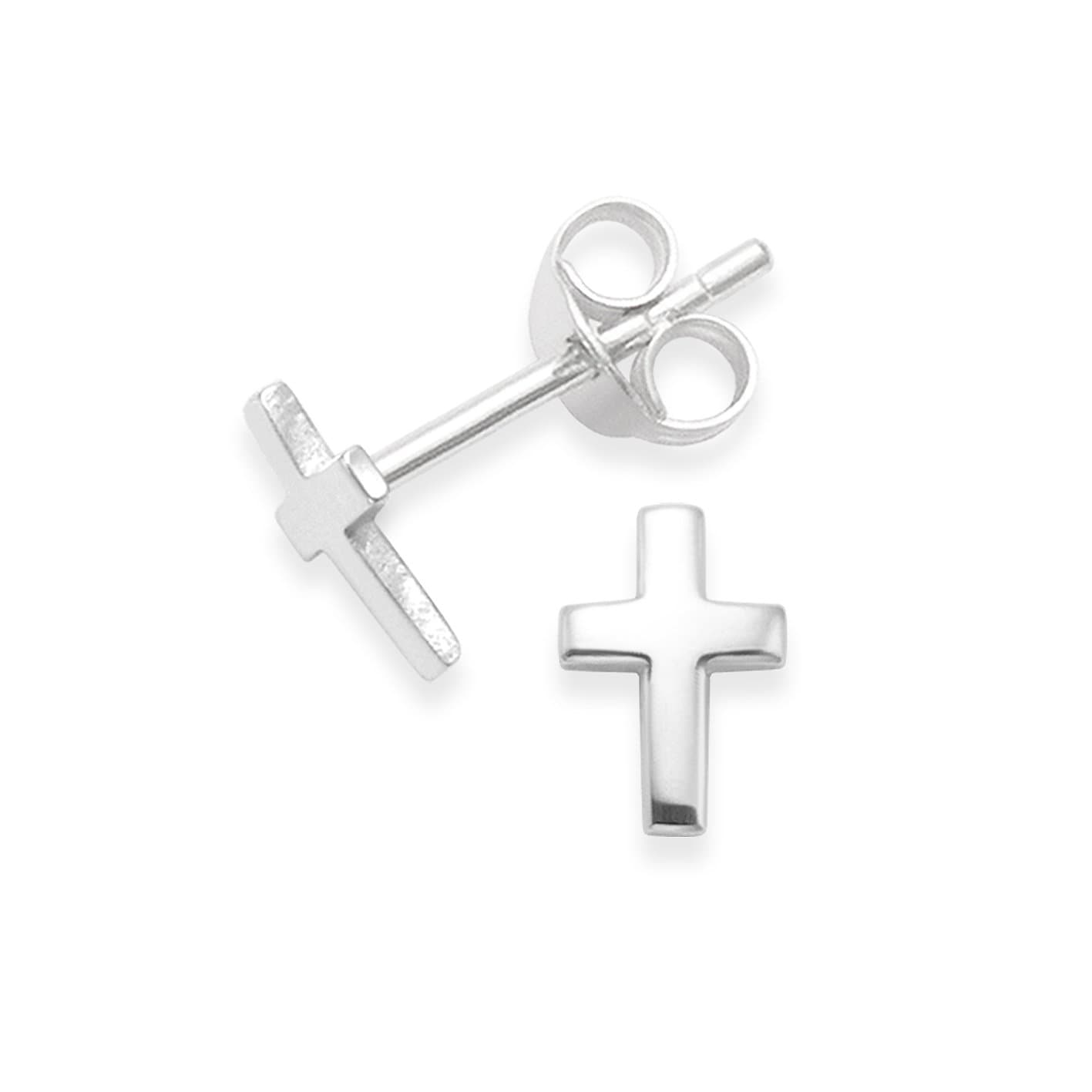 Heather Needham SilverSterling Cross Stud Earrings - SIZE: Small 7mm x 5mm x .8mm - small & discreet. Gift boxed cross earrings. 5083