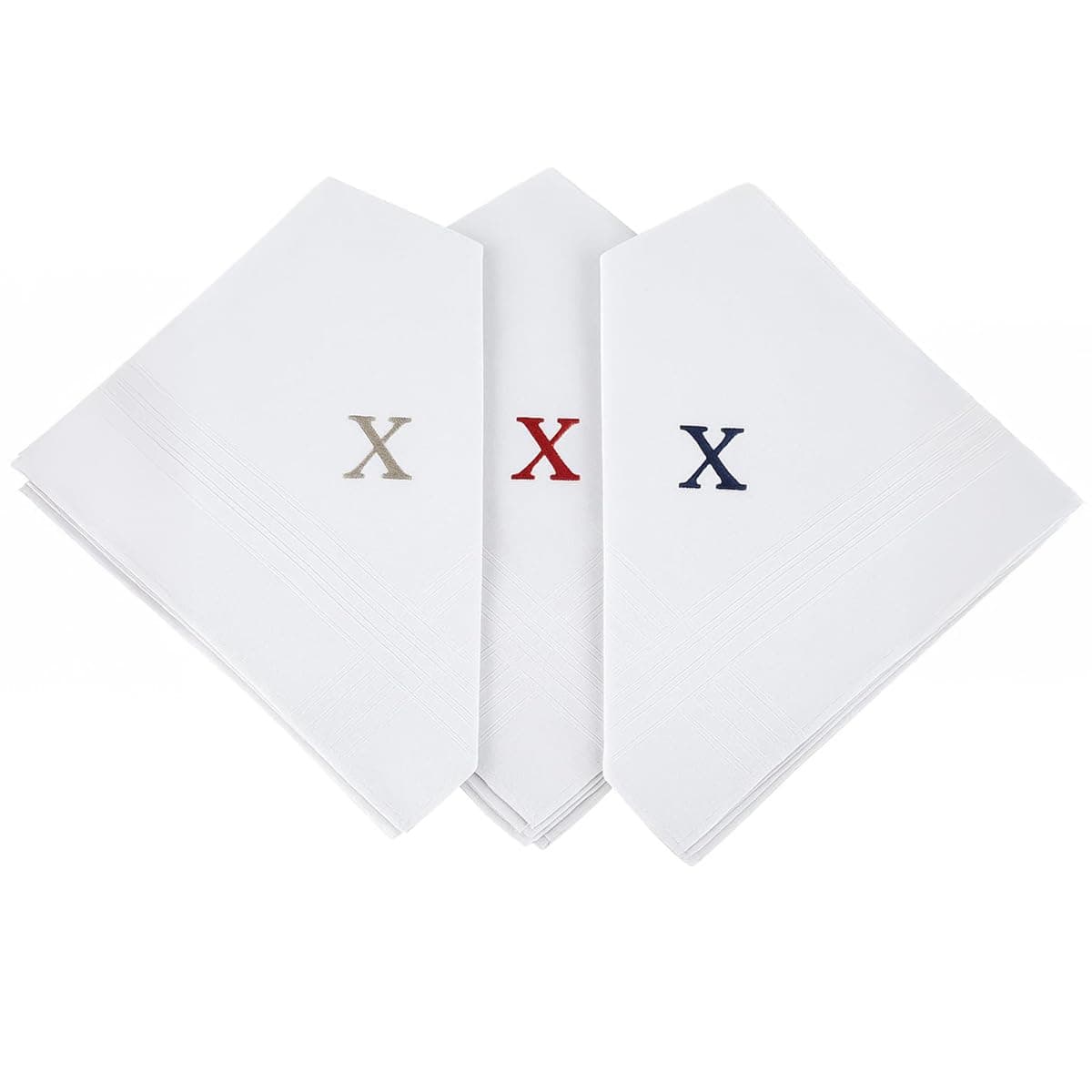Initial Handkerchief for Men, Monogrammed Boxed 3 Piece Set,100% Cotton