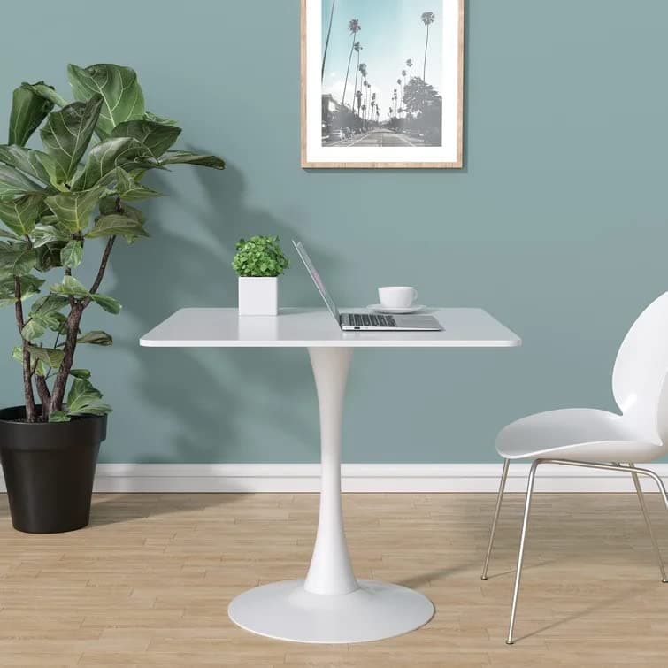 Device Bas with BROWN ART SHOPPEEDevice Bas with BROWN ART SHOPPEE Rectangle Coffee Table With 1 Pillar, Modern Round Side Entryway Living Room Table (Plane-White, Engineered Wood)