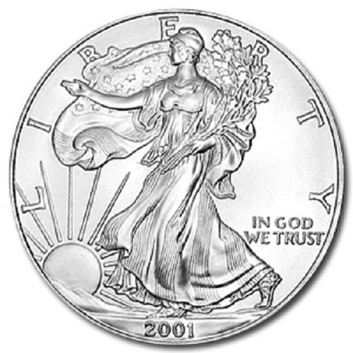 2001-1 Ounce American Silver Eagle Low Flat Rate Shipping .999 Fine Silver Dollar Uncirculated US Mint