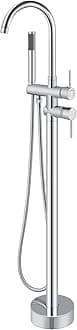 Aolemi Floor Mount Bathtub Faucet Freestanding Tub Filler Standing High Flow Shower Faucets Shower Mixer Taps, Swivel Gooseneck Spout with Cylinder Handheld Polish Chrome