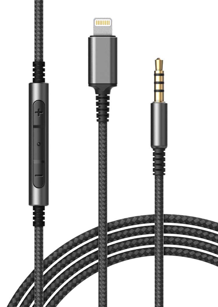 Thore (Apple MFi Certified) Replacement Headphone Cable with iPhone Lightning Connector (3.5mm) Audio Aux Cord with Mic & Volume Control Remote (Compatible with Beats/Sony/Sennheiser and Audio Tech)