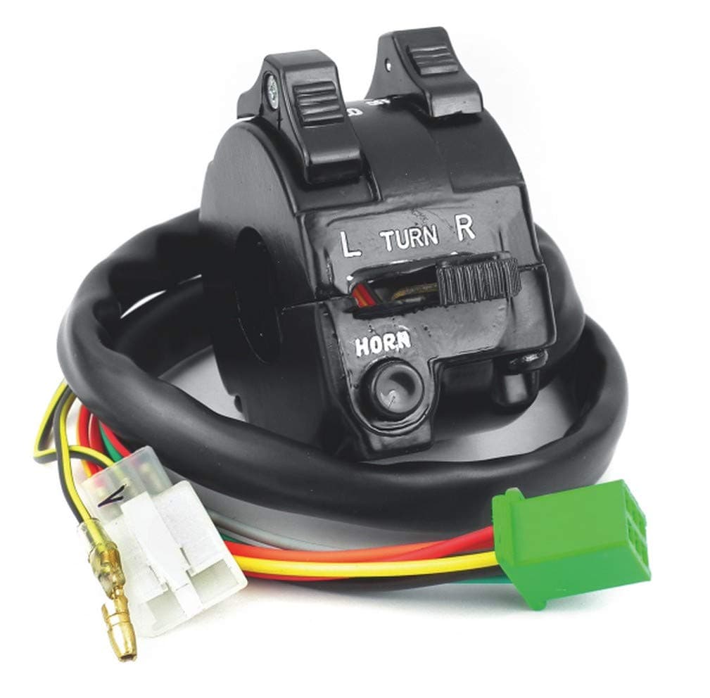 UNO Minda Sw-0721B Handle Bar Switch- Left Side, Dc, 2 Wire Coupler, 1 Bullet Terminal, Kick Start For Bajaj-Boxer Ct, Spdt, 2_Way, Black