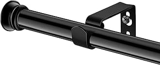 Standard Decorative Window Curtain Rods 30 to 116 Inch,5/8 Inch Diameter Small Curtain Rod Set, Heavy Duty Drapery Rods with Brackets-Black