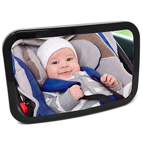 Baby Car Mirror for Back Seat, New Secure Fixing for Maximum Safety Visibility and Stability, View Infant in Rear Facing Car Seat, Size 11.5 by 7.5 inches, Includes Microfiber Cloth, Baby Shower Box