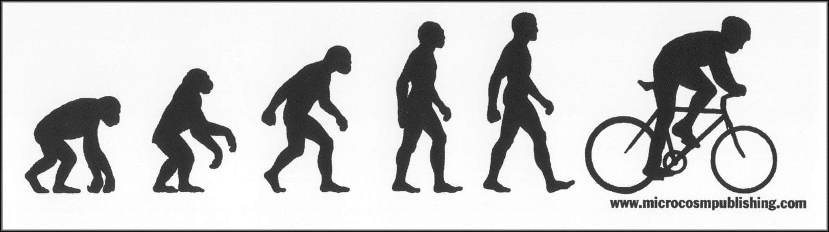 Microcosm Publishing Ape Evolving Into Cyclist - Jumbo Mini Sticker