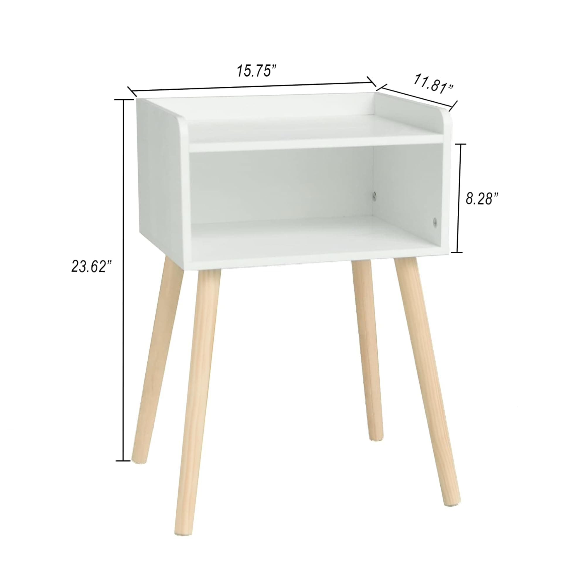 MaxSmeo White Nightstand, Small Bed Side Table for Small Spaces,Mid Century Modern Nightstand End Table with Storage and Solid Wood Legs for Bedroom Living Room(White)