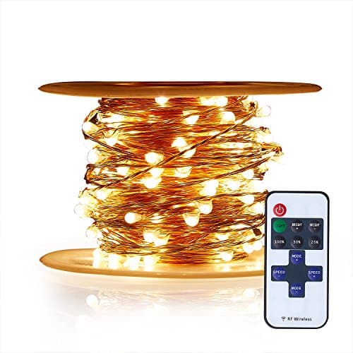 ADAINA LED String Fairy Lights 20M/66Ft 200 LEDs Dimmable Home Starry Firefly Rope Light Copper Wire IR Remote Dimmer for Outdoor Indoor Bedroom Wedding Decoration (Warm White 20M)