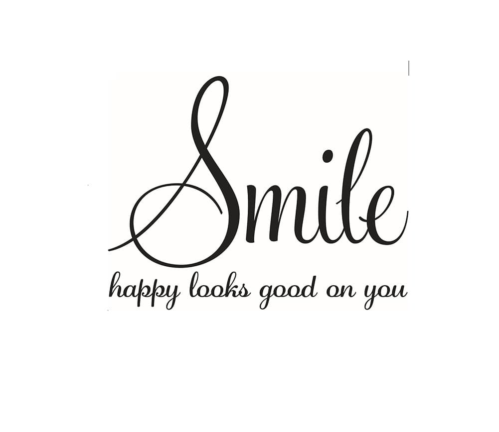 Spaufu Simple Wall Art Sticker Quotes Removeable Wall Decals with Smile Pattern for Gift Window Living Room Bedroom Home 3D DIY Wall House Decoration Black 1pack