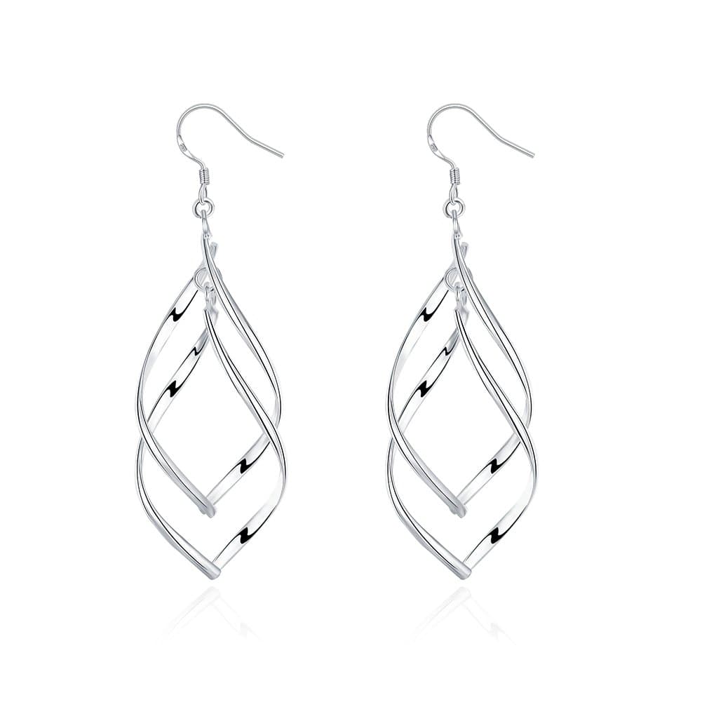 Women's Drop Dangle Earrings, Classic Double Linear Loops Design Twist Wave Teardrop Earrings for Women Girls, Hypoallergenic Hoop Loop Earrings for Sensitive Ears.