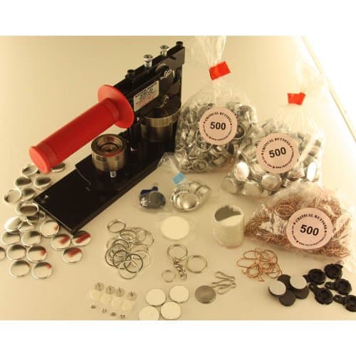 1" Tecre Button Pin Maker / Badge Press Machine with Graphic Punch and 500 parts