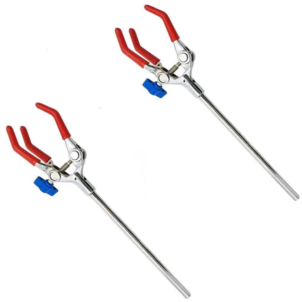 2 Pcs Lab Clamp 3 Prong Finger with Rubber-Coated Large Grip,Scientific Extension Adjust 10-90mm Jaw