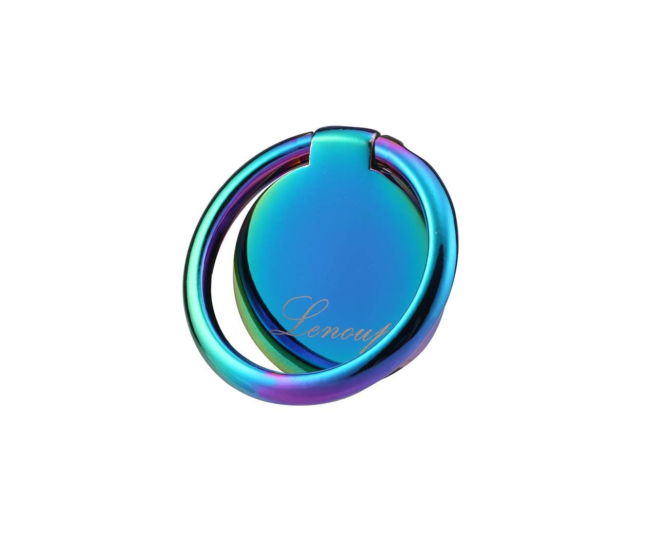 Rainbow Cell Phone Ring Stand Holder,Blue Multicolor Ring Grip Kickstand,360 Rotation Metal Finger Ring for Almost All Phones,Pad