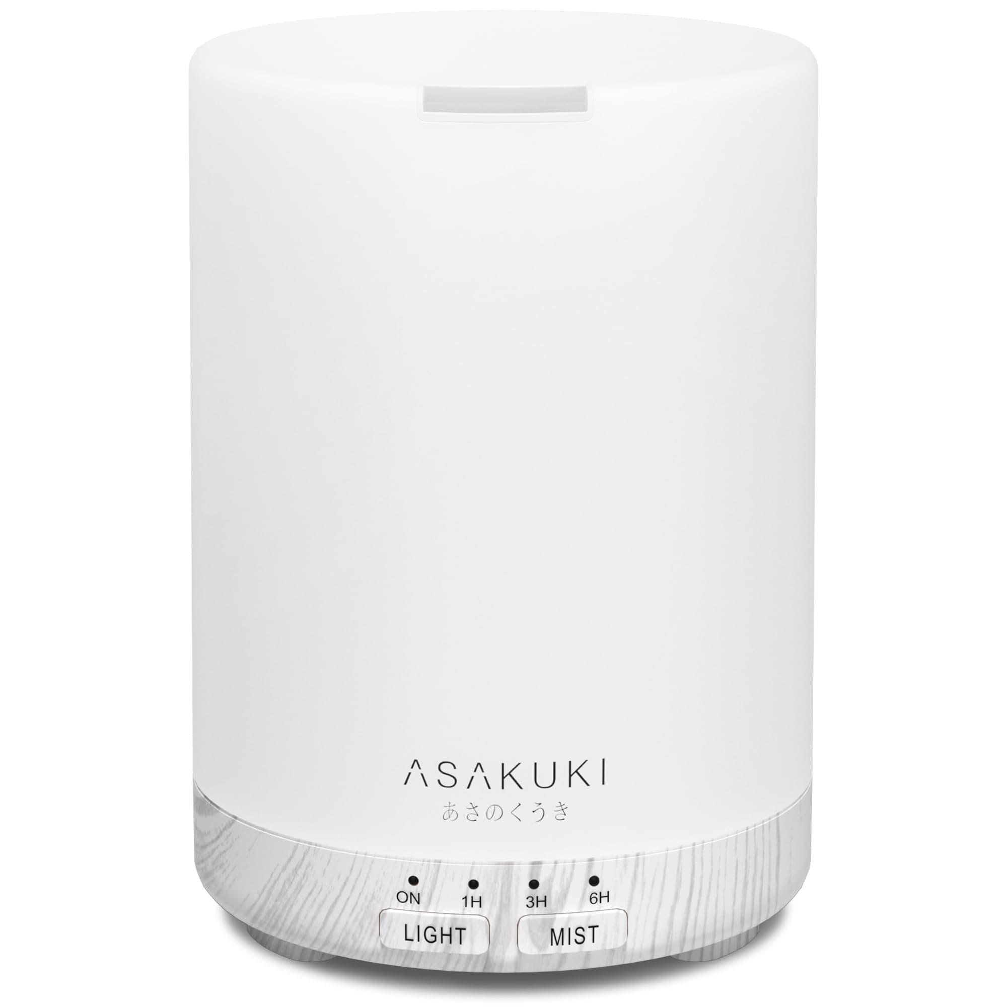 ASAKUKI Essential Oil Diffuser for Home, 300 ml Humidifier with Automatic Shut-Off, Quiet Aromatherapy Diffuser with 7 LED Lights for Living Room, Kitchen, Bedroom, Hotel - White Wood