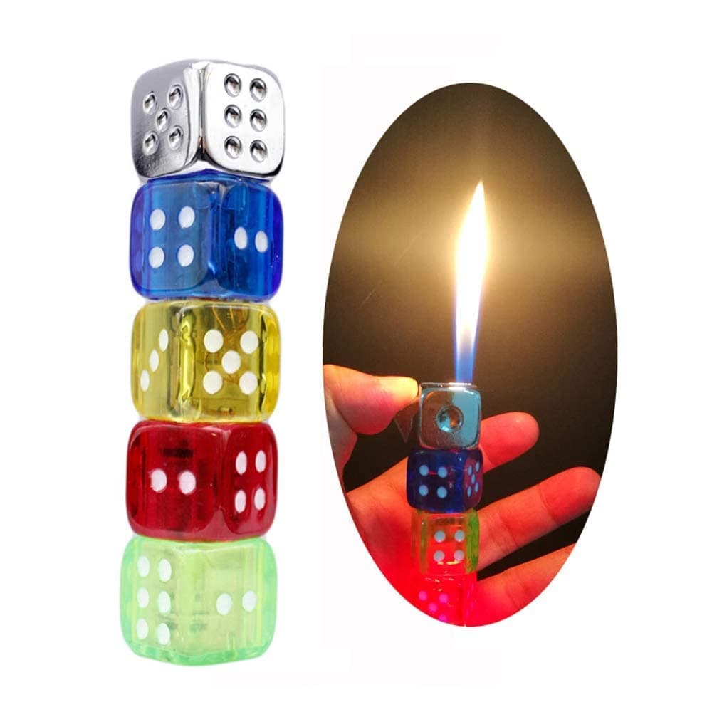 (Sold Without Gas) Dice Lighter Butane Plastic Soft Flame Lighter Body Flicker Cute and Funny Good Gift
