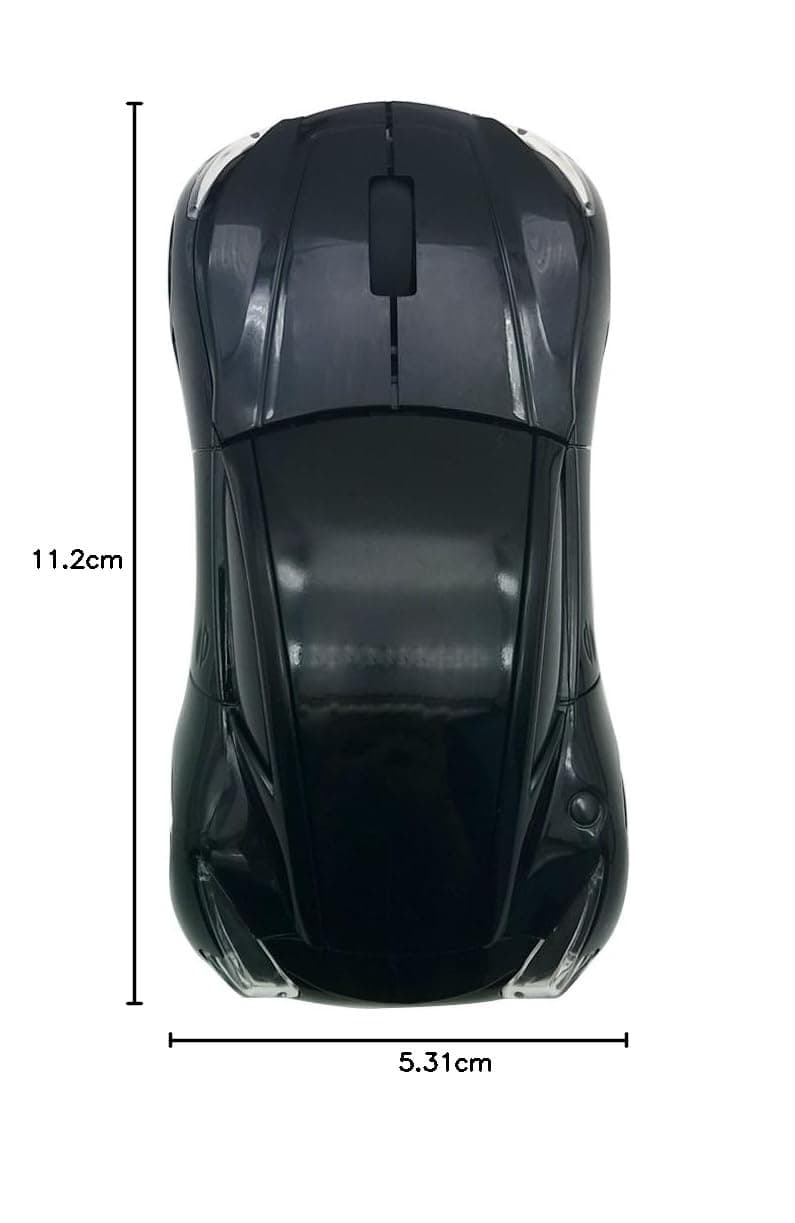 TDRTECH Wireless Car Mouse 2.4Ghz 3D DPI 1600 Cool Sport USB Gaming Mouse Mice for PC Computer Laptop Notebook Black