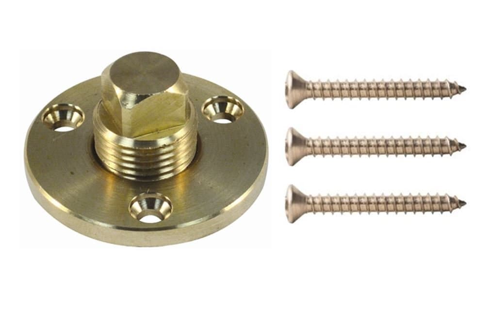 Brass Garboard Drain Kit for Boat w/Threaded Plug and 316 Stainless Steel Screws