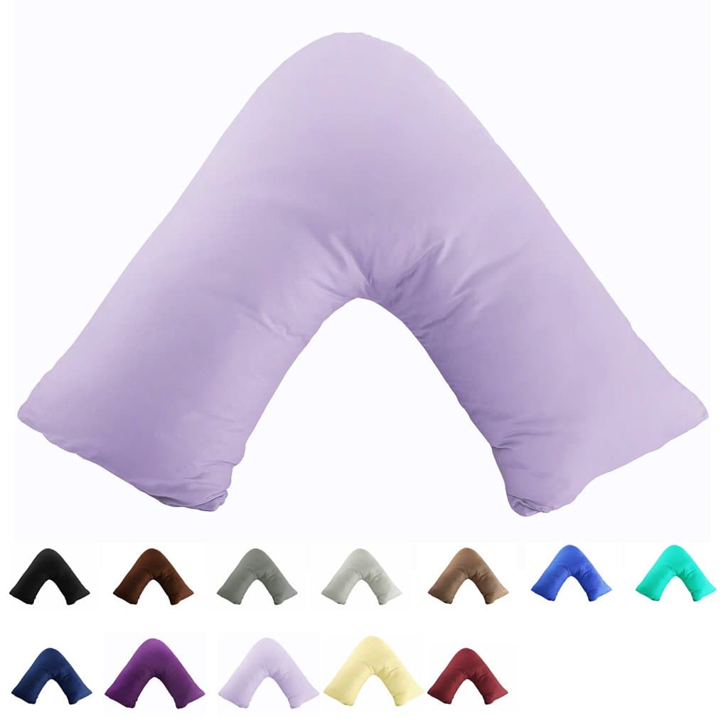 TAOSON 100% Cotton 300 Thread Count Soild Envelope Style V Shaped/Tri/Boomerang Standard Pillow Case Cushion Cover Only Cover No Insert (Light Purple)