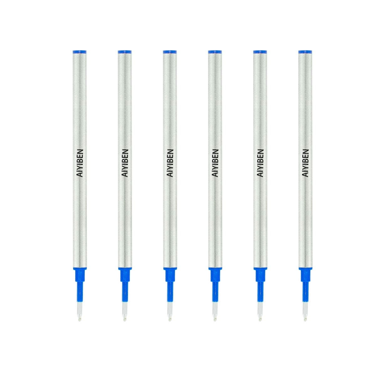 4.37 inch Rollerball Pen Refills, Roller Ball Fine Point 0.5mm, Blue Ink Refill Pack of Replaceable Pen Refills Medium Point (6 Pack)