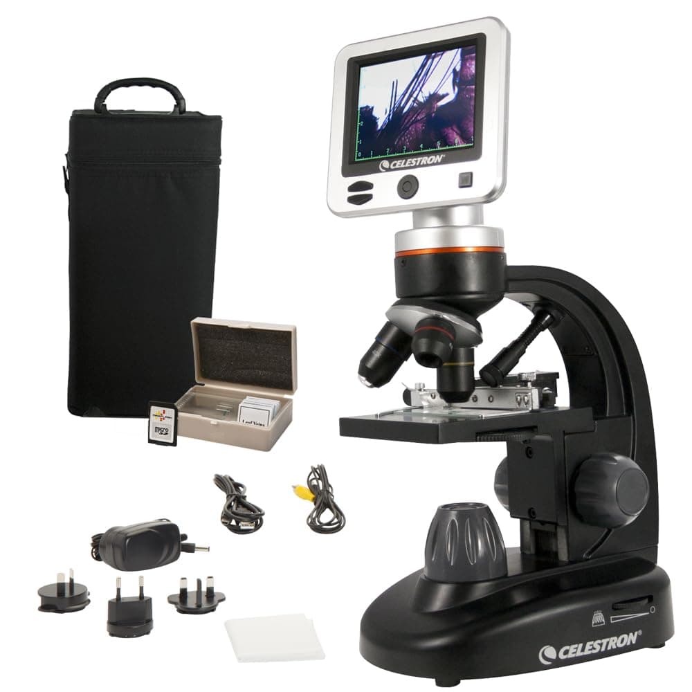 LCD Digital Microscope II – 3.5" Screen – 5MP Camera – 40x–1600x Magnification – Rotating Head – SD Card Included – TV Output – Ideal for Slides, Labs, Classrooms, Biology, Education