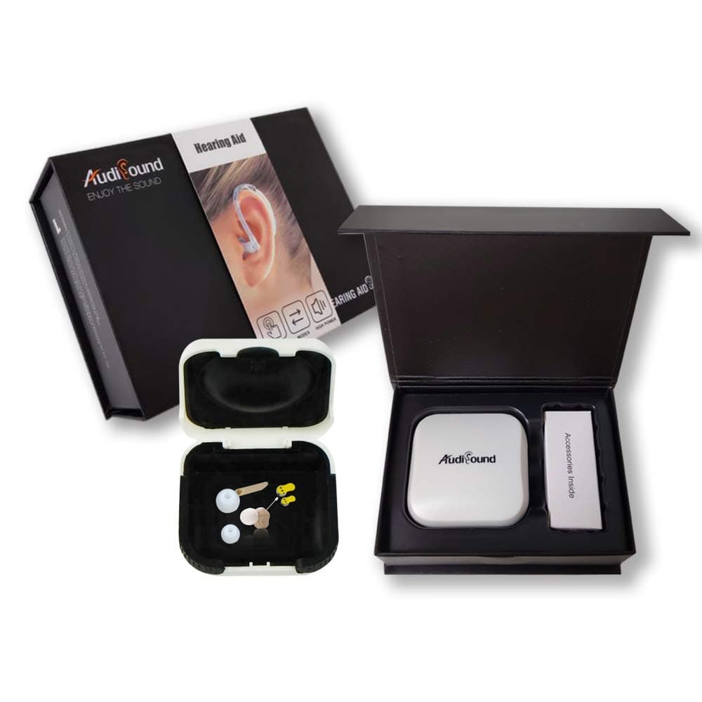 Personal Sound Amplifier Hearing Machine Super Mini Size Volume Control in-The-Canel(ITC) Noise Reduction Left/Right Ear FDA Approved (Gift-Wrap*3pcs Ear Tips*2pcs A10 Battery)