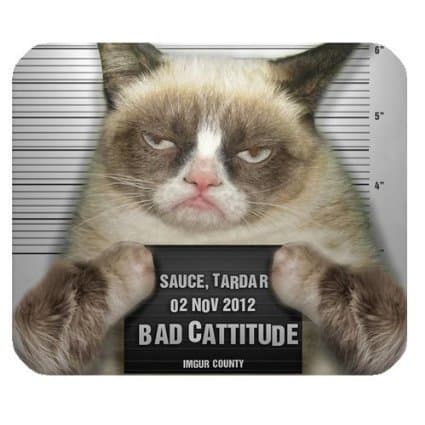 Personalized Grumpy Cat Bad Cattitude Rectangle Mouse Pad