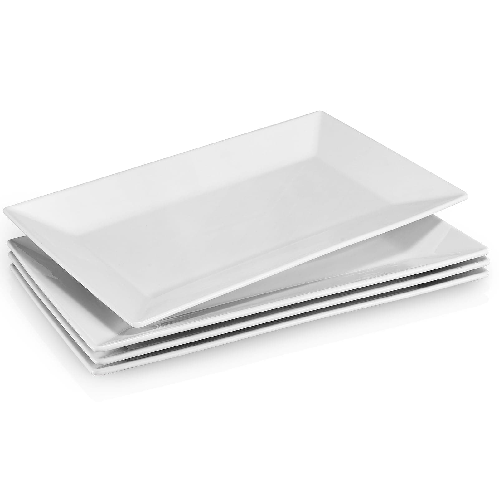 - DOWAN 14" Serving Trays, Serving Platters, Ceramic Serving Platters and Trays, Rectangle Plates, Set of 4, for Weddings, Parties, Oven, Microwave, Dishwasher, Heat Resistant, Easy to Clean, White