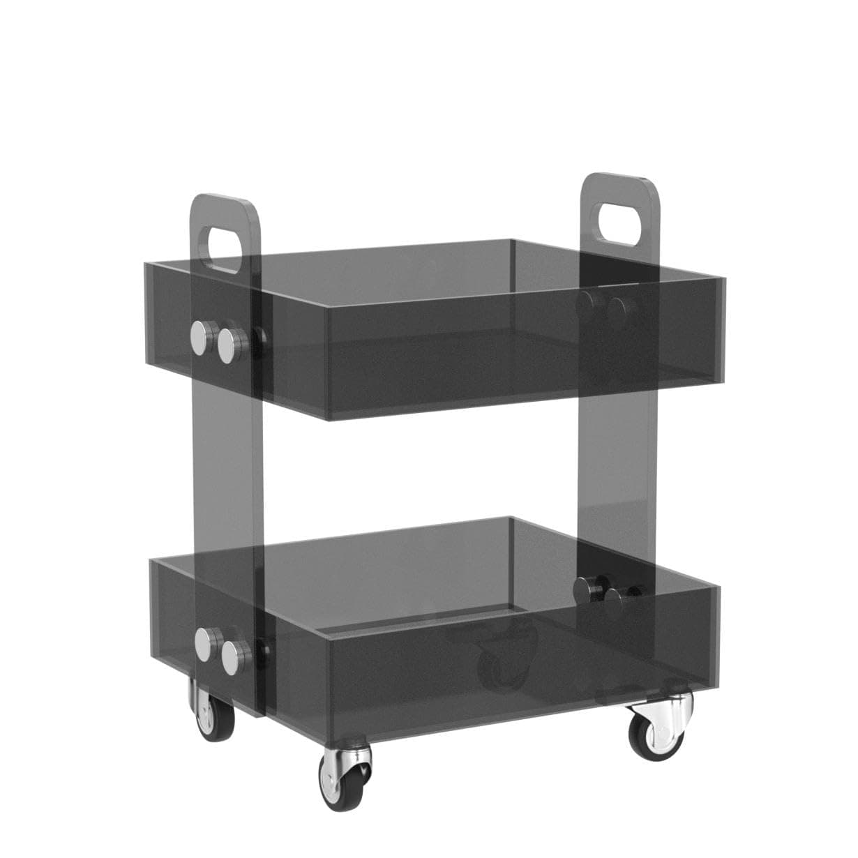 ONELUX (Flat Packed) Original Acrylic Side Table,Clear Table with Wheels,Rolling Storage cart,Acrylic Bedside Tables/Night Stand - 41×34×48H cm