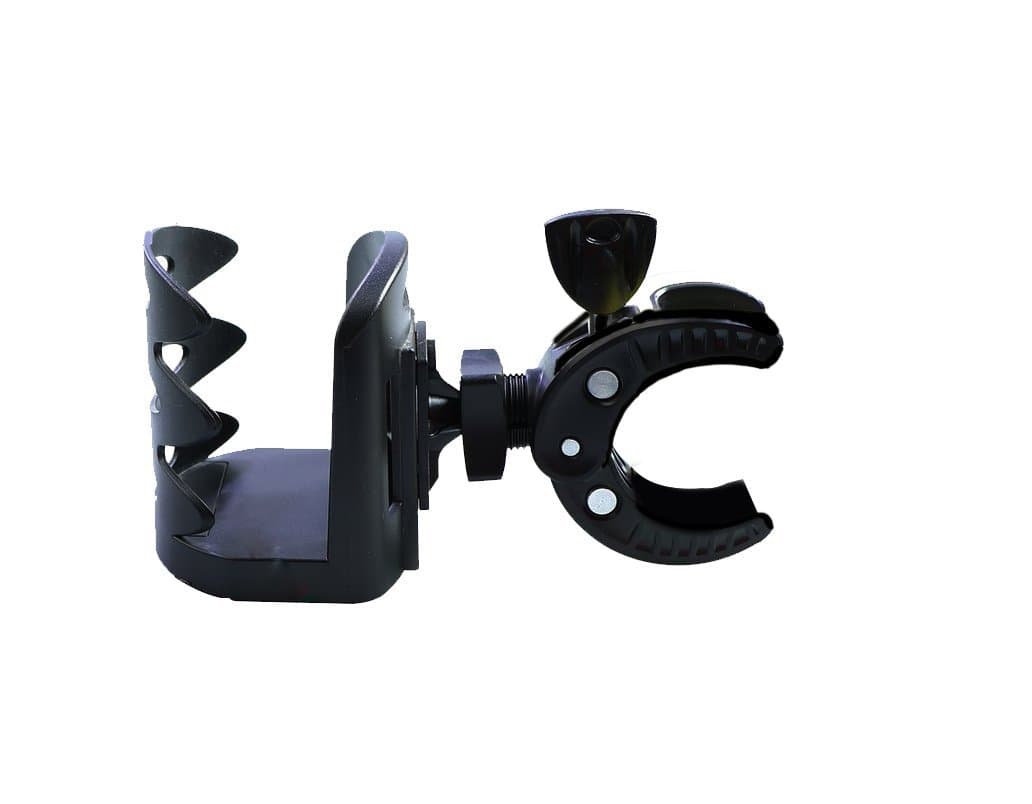 Universal Drink Cup Holder, Sticks & Clips on Stroller, Car, Walker, Bike, Boat, Folding Chair, Wheelchair, Holds Beer, Coffee, Wine Glass