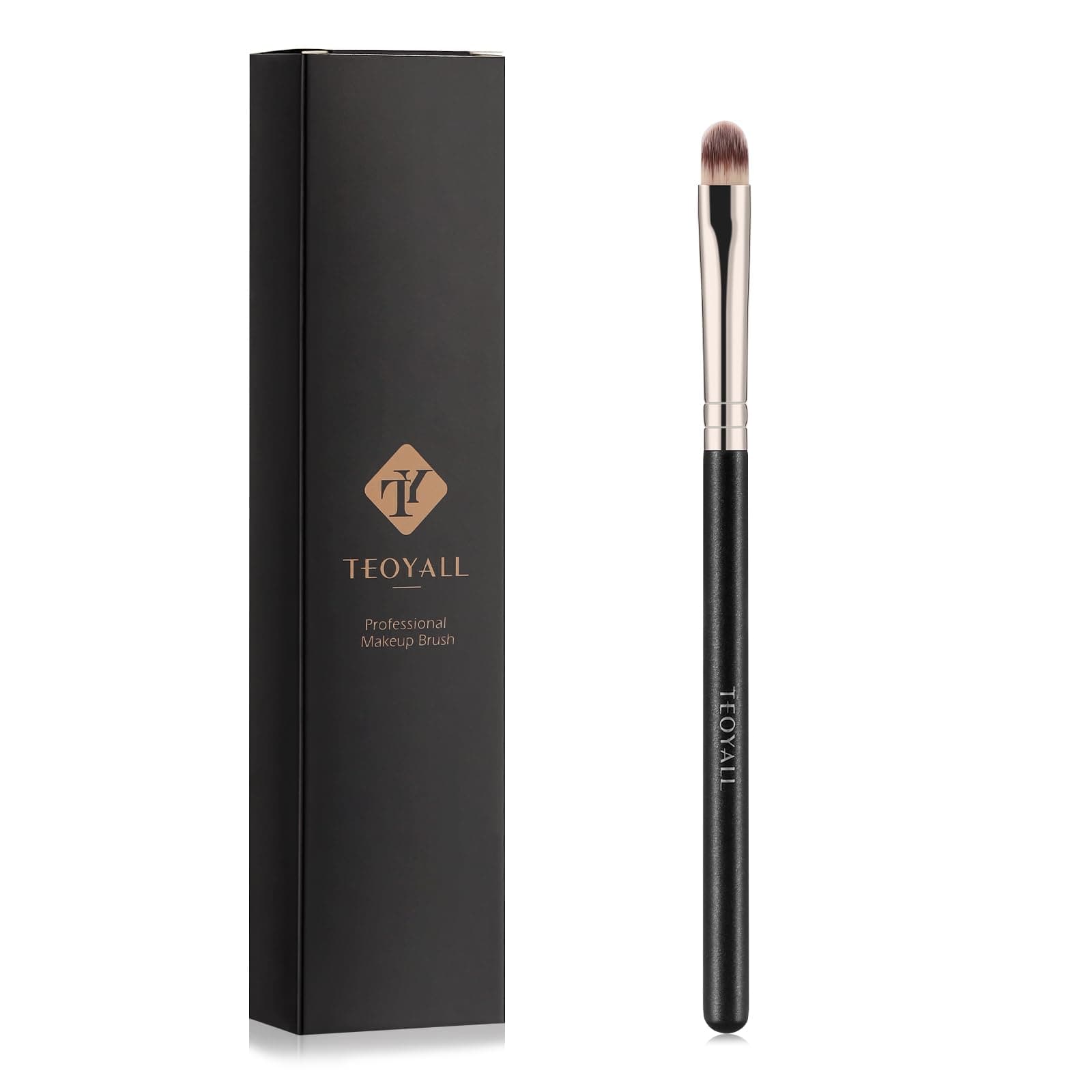 Flat Rounded Concealer Brush, Soft Dense Synthetic Bristles Blending Brush For Powder Cream Concealer Eyeshadow