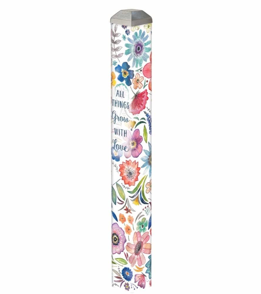Studio M Grow with Love 16" Mini Art Pole Small Decorative Indoor/Outdoor Garden Post, Great Gift, Stake Included for Easy Installation, No Digging - Made in The USA