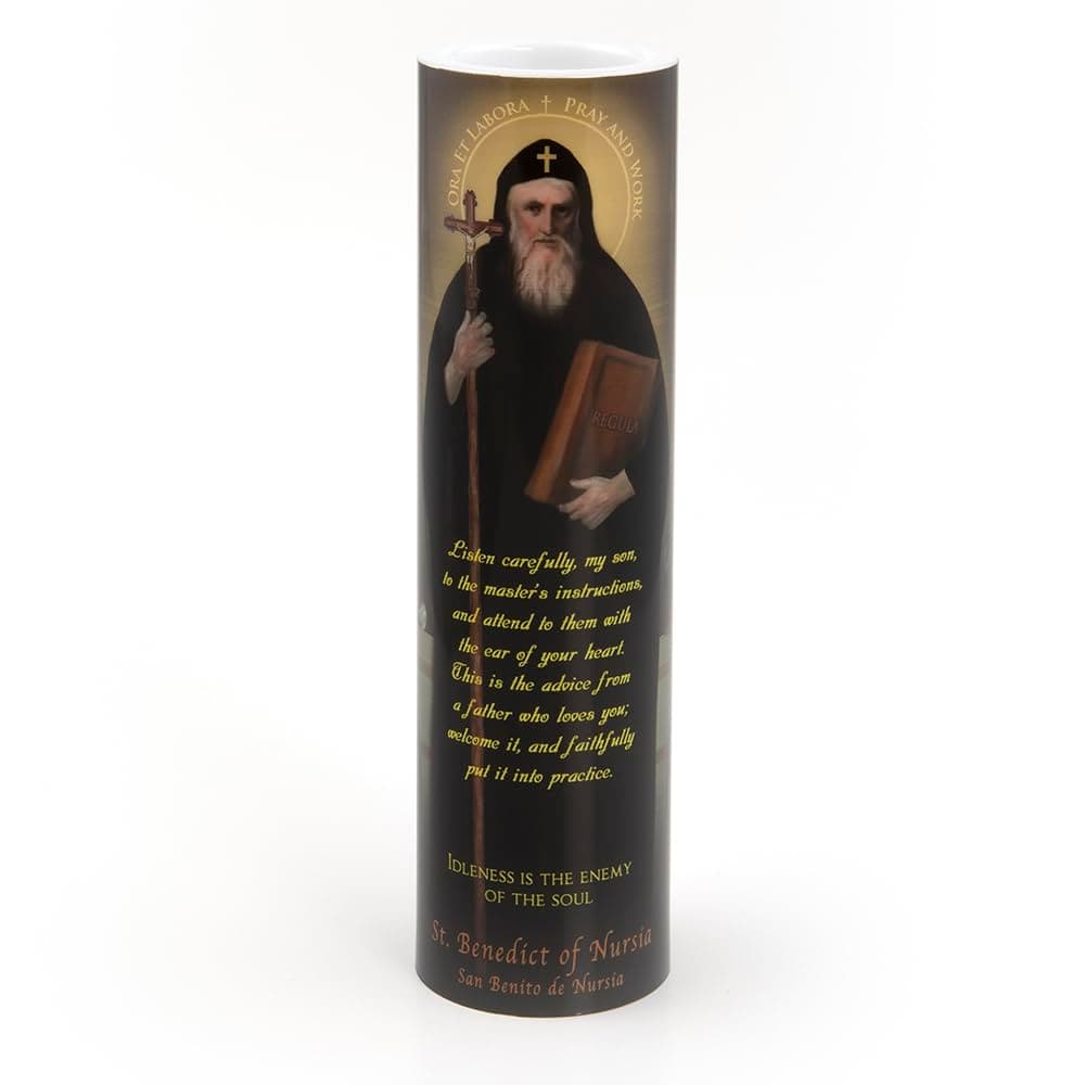 St Benedict, LED Flameless Devotional Prayer Candle