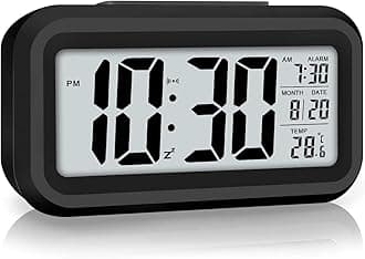 AERYS Digital Alarm clock Table Clock for Students, HOME, Office, corporate with Automatic Sensor, Date & Temperature (BLACK DIGITAL)