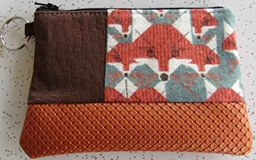 Wallet - Charley Harper Fox Key Ring Wallet in Orange Vegan Leather