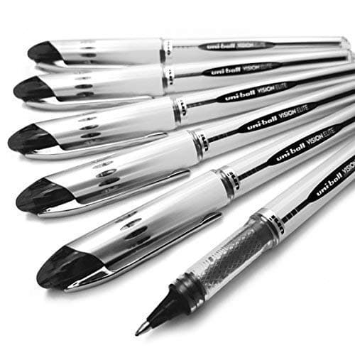 Vision Elite - UB-200 - Liquid Ink Rollerball Pen - Pack of 6 (Black)
