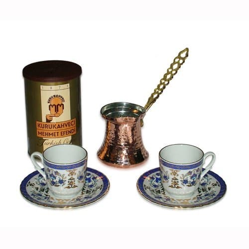 Turkish Coffee Set for Two with Premium Coffee (8.8 oz/250 g)