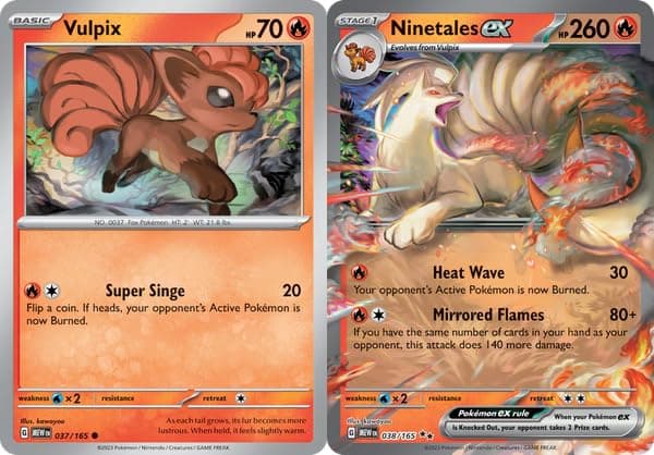 Ninetales ex 038/165 - Pokemon 151 - Double Rare - Evolution 2 Card Set - Vulpix