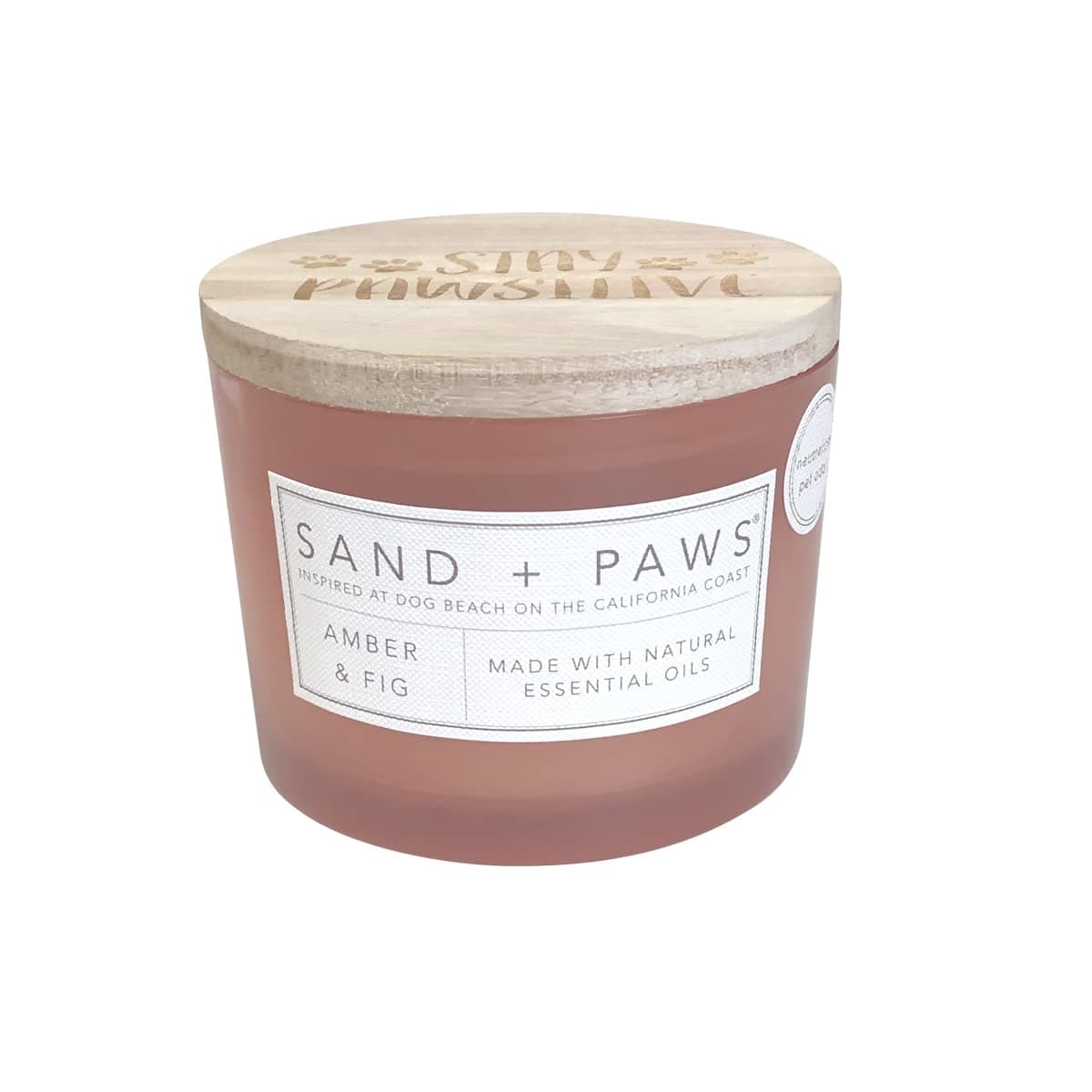 Sand + Paws Scented Candle - Amber & Fig - Additional Scents and Sizes –Luxurious Air Freshening Jar Candles Neutralize pet Odors and Enhance Home décor – 100% Cotton Lead-Free Wicks - 12 oz
