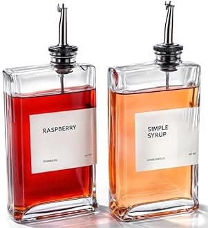 APT 1101 Olive Oil Dispenser for Kitchen, Cooking Oil and Vinegar Dispenser Set, Olive Oil Bottle, Soy sauce dispenser, coffee syrup bottles - 2 pcs, Silver