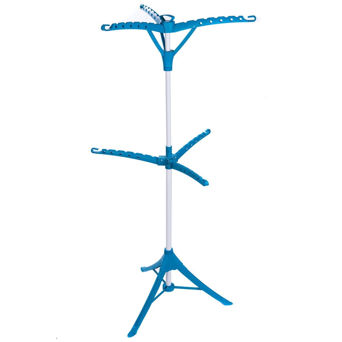 Drying Natural Triod Clothes Drying Rack 2-Tier Garment Rack Portable Indoor Collapsible Garment Tree for Hanging Laundry, Blue