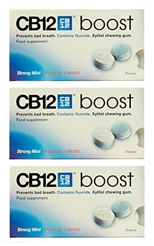 Multibuy 3x CB12 Boost Sugar Free Strong Mint Chewing Gum 10 Pieces by CB12