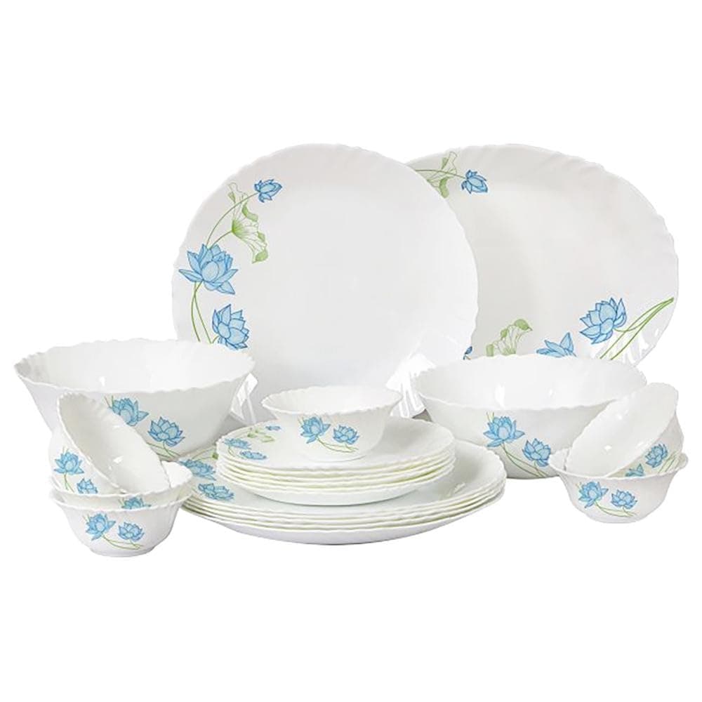 CelloImperial Neelkamal Opalware Dinner Set, 21-Pieces, White