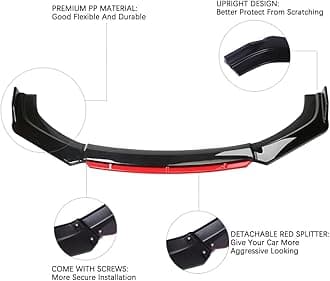 DREAMIZER Car Universal Front Bumper Lip 4pcs Body Kit Chin Spoiler Splitter Diffuser Protector Compatiable for Toyota Honda Nissan Hyundai and More (Red and Black)