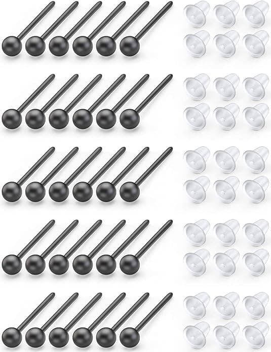 JIMCOMEarring Retainers, 100 Pair Plastic Black Earrings, Safety Backs Clear Earring, Retainer Earrings Invisible Plastic Earrings, for Men Women DIY Jewelry Making Earrings