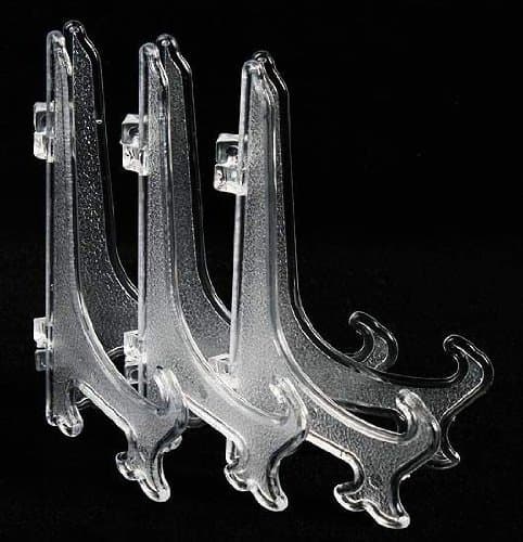 OnFireGuy 8 Clear Acrylic Plastic Plate Stand Easels or Plate Holders (2 Packages of 4 Easels)
